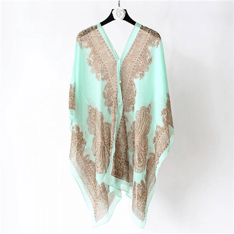 women's printed chiffon shawl, view 3 - MRSLM