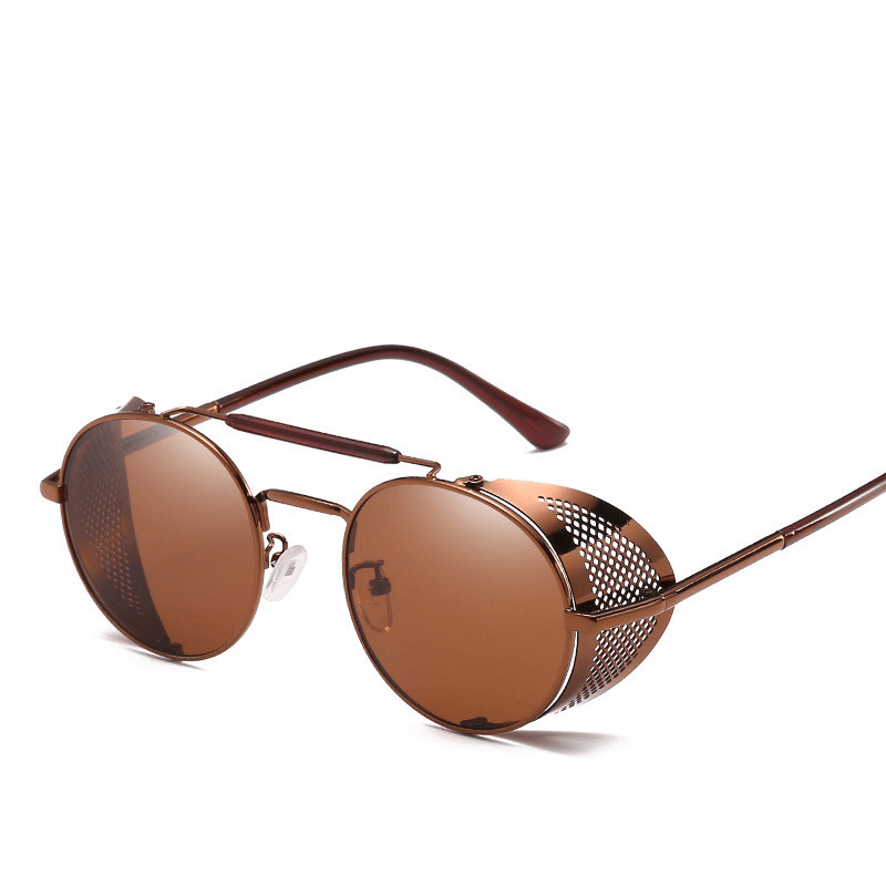 Round retro steampunk sunglasses, view 4 - MRSLM