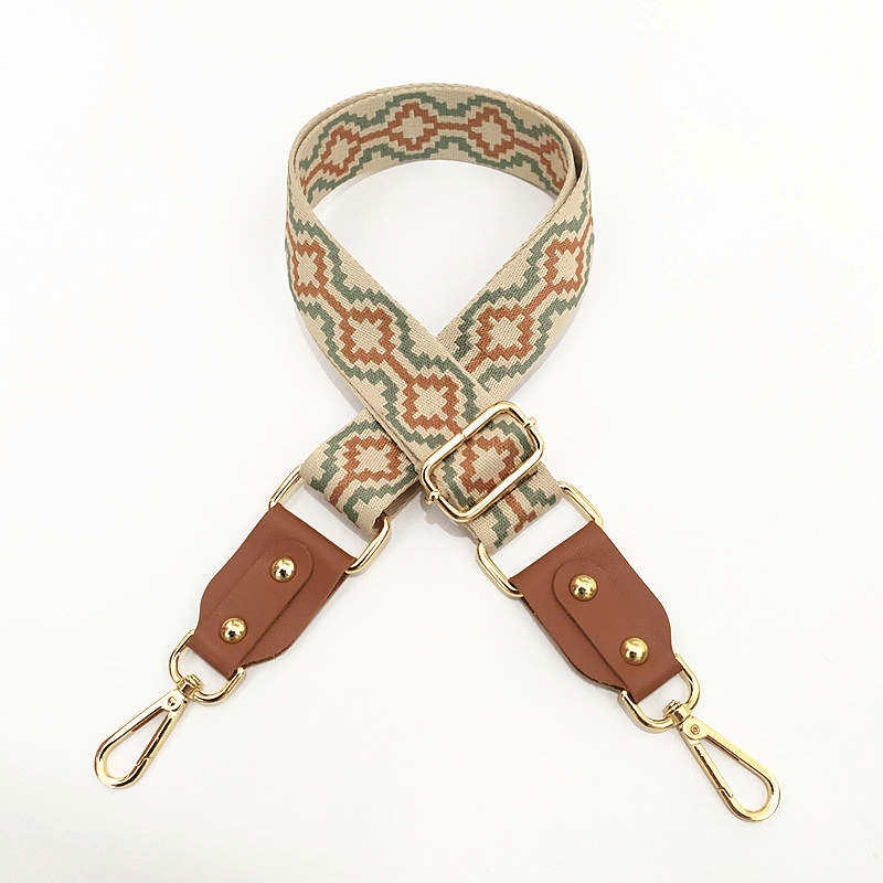 adjustable jacquard bag strap with leather, view 16 - MRSLM