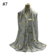 gold leaf print scarf turban shawl, view 8 - MRSLM