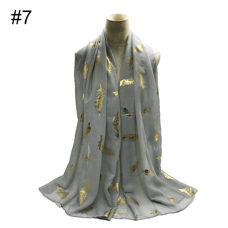 gold leaf print scarf turban shawl, view 8 - MRSLM