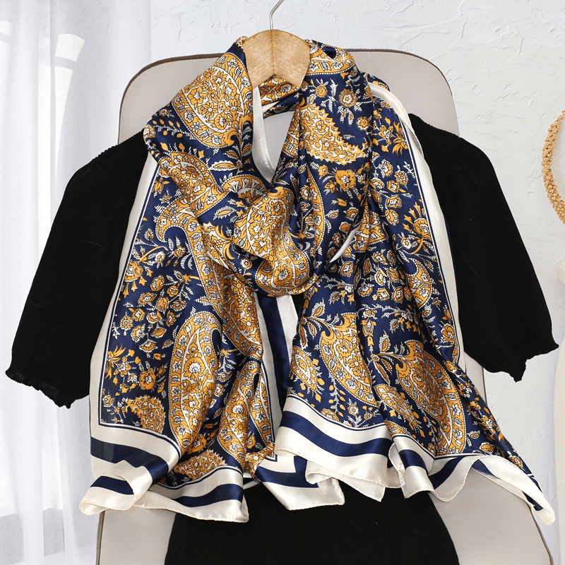 women's large faux silk scarf, view 8 - MRSLM