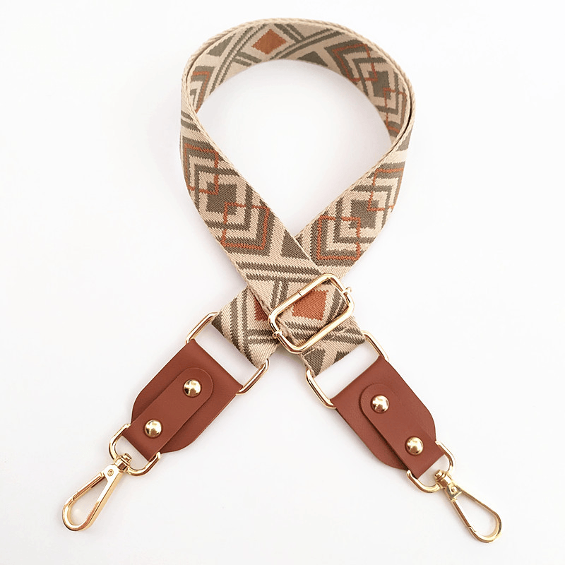 adjustable jacquard bag strap with leather, view 7 - MRSLM