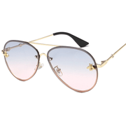 large gold metal frame UV400 sunglasses, view 5 - MRSLM