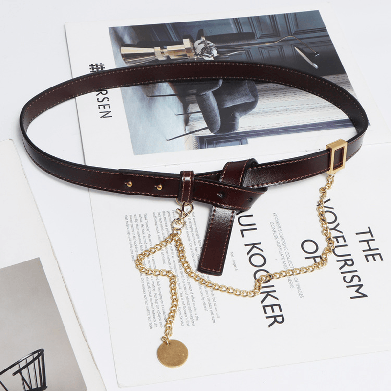 Cross-Border Simple All-Match Belt Belt Chain Pin Buckle Female Leather Girdle - MRSLM