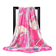 women's faux silk chain print square scarf, view 4 - MRSLM