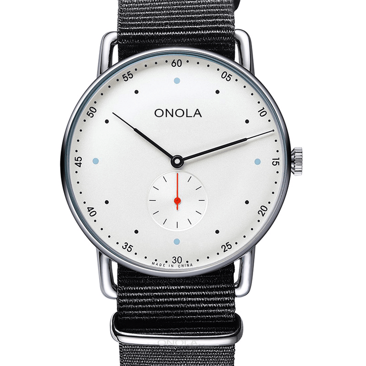 ONOLA ON3806 Creative Point Simple Dial Men Fashion Nylon Leather Strap Quartz Watch - MRSLM
