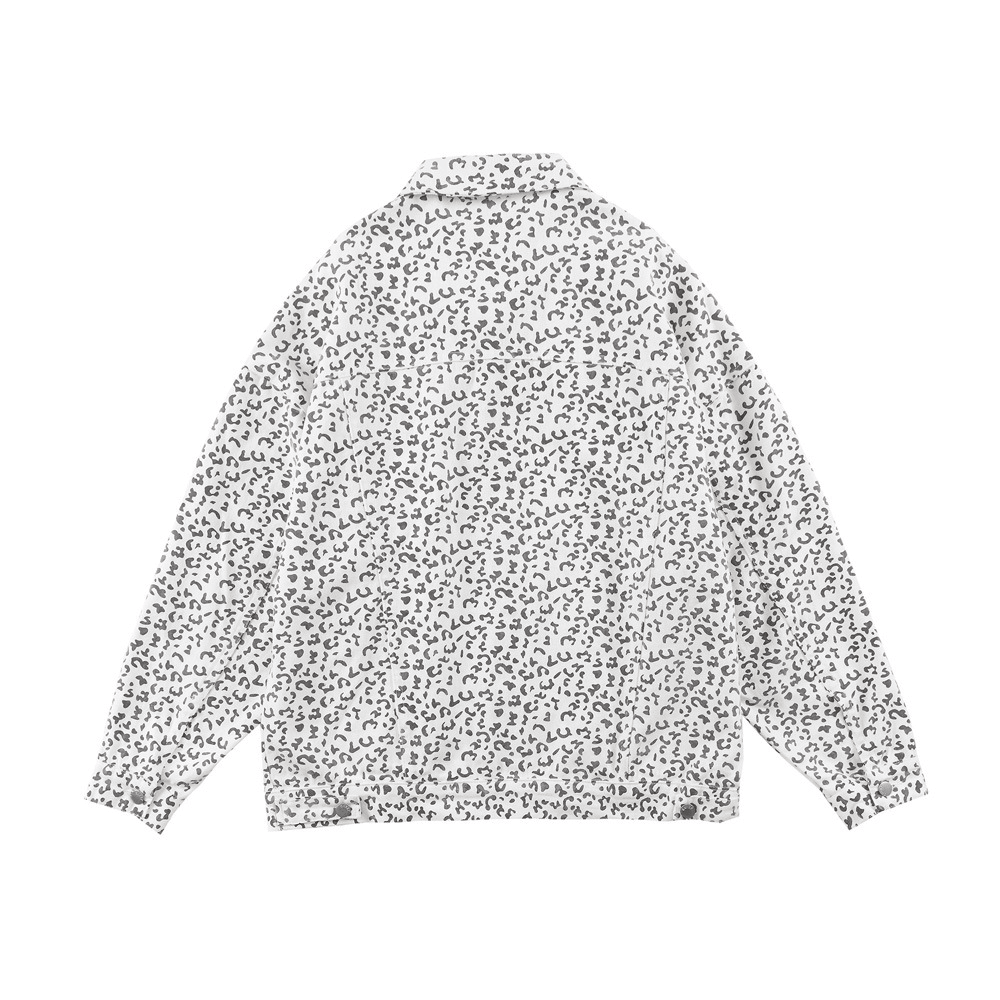 Men's Leopard Print Jacket Loose Lapel Workwear Jacket Denim