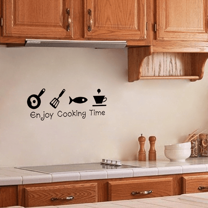 Cartoon Enjoy Cooking Time Kitchen Wall Sticker PVC Mural Art Decals Stickers Background Home Decor - MRSLM