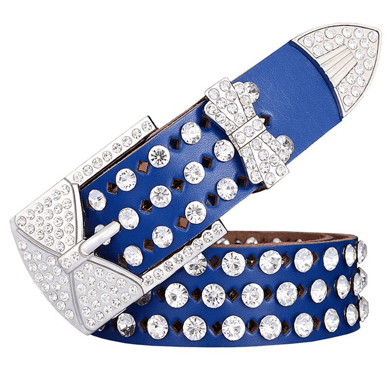 Women's cowhide rhinestone butterfly belt, view 6 - MRSLM