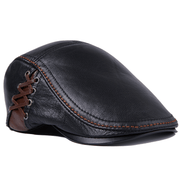 Men's cowhide leather beret hat, view 2 - MRSLM