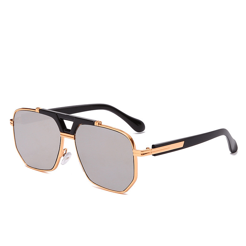 Male Pilot Mirror Reflector Sunglasses Metallic Silver