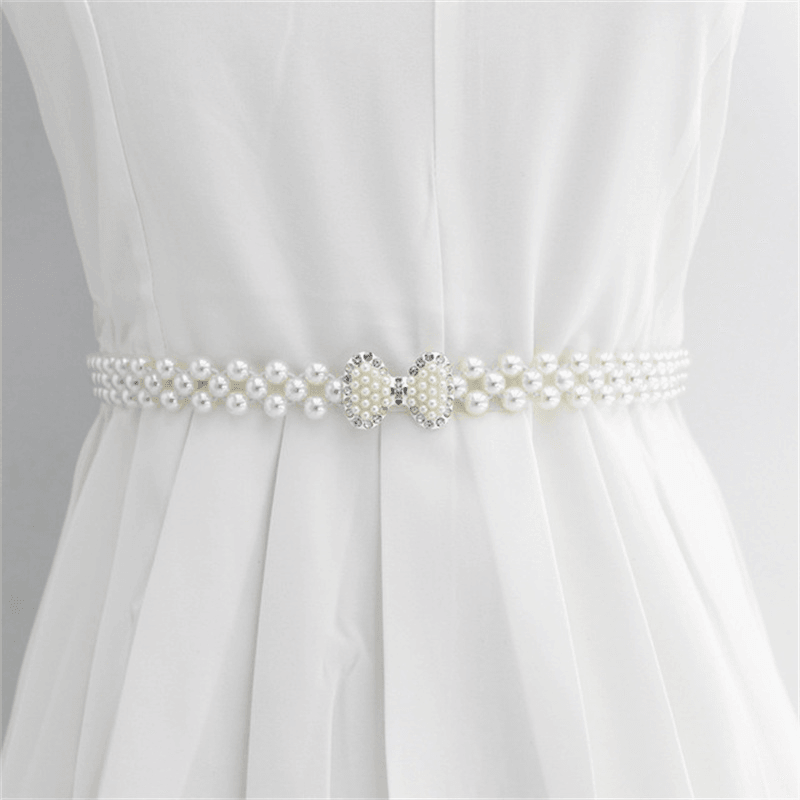 women's rhinestone pearl waist chain, view 9 - MRSLM