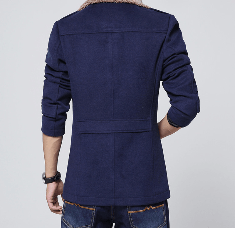 men's slim fit woolen coat, view 3 - MRSLM