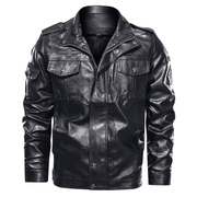 Men's washed PU leather jacket, view 2 - MRSLM