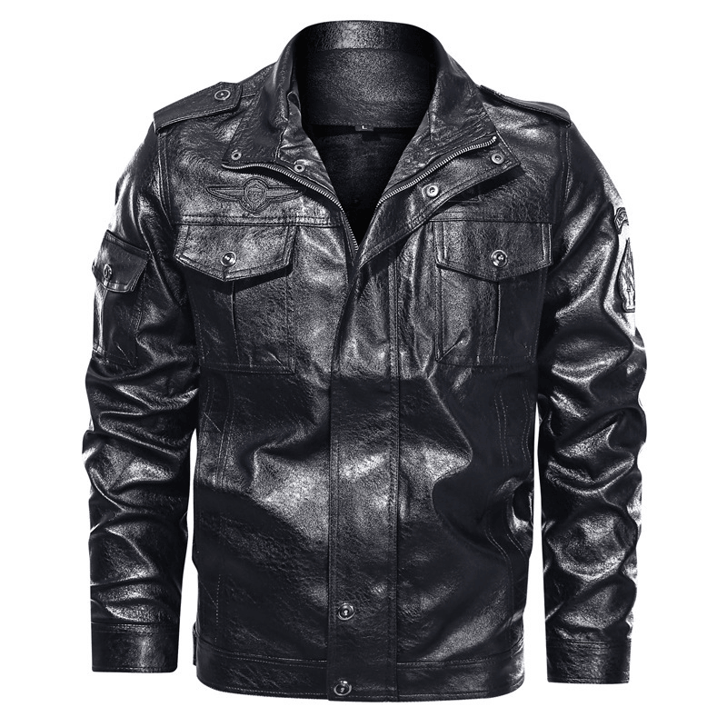 Men's washed PU leather jacket, view 2 - MRSLM