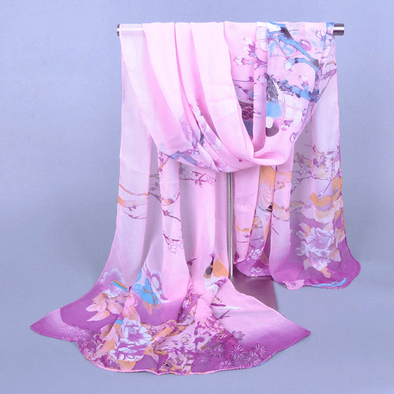women's printed chiffon scarf, view 8 - MRSLM