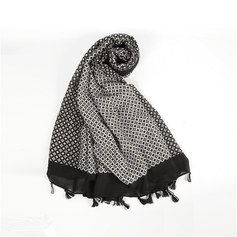 cotton linen flower scarf, view 5 - MRSLM