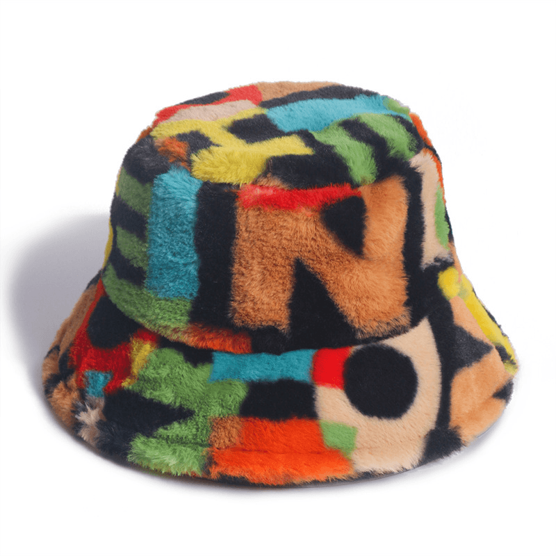 rabbit fur digital print fisherman hat - MRSLM