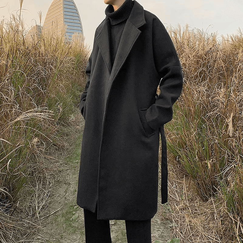 men's mid-length korean style coat, view 3 - MRSLM