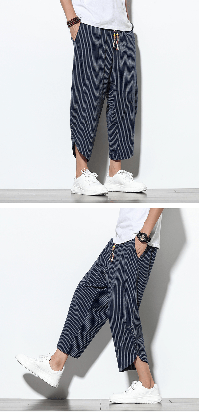 men's striped harem pants, view 8 - MRSLM