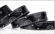 Women's cowhide leather rhinestone belt, view 11 - MRSLM