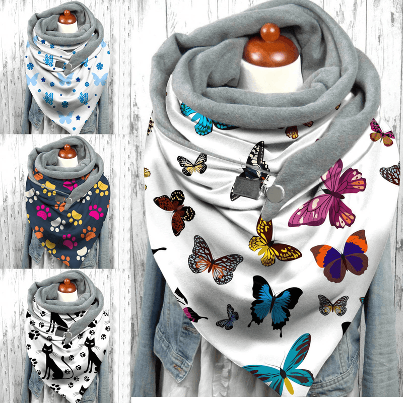 thick plush triangle shawl, view 7 - MRSLM
