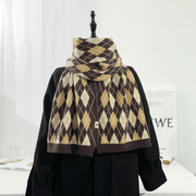 Warm Diamond Lattice Long Solid Color Soft Scarf - MRSLM