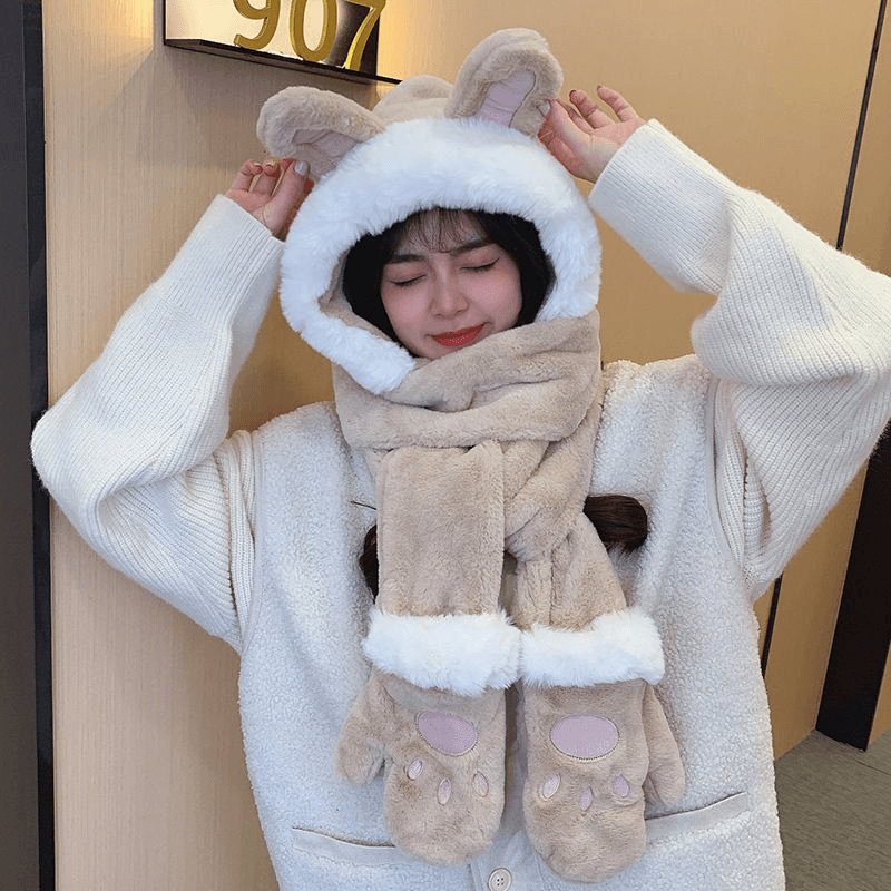 women's winter hat scarf gloves set, view 9 - MRSLM