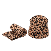 women's leopard knitted wool hat and scarf set - MRSLM