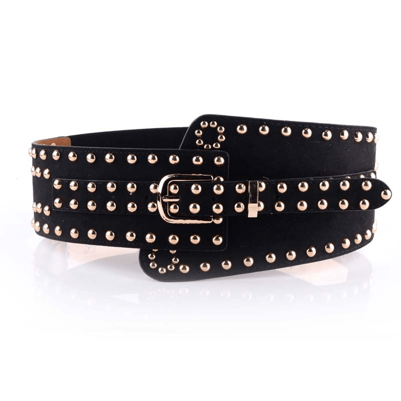 Personalized Rivet Punk Ladies with Elastic Wide Waistband Fashion Belt - MRSLM