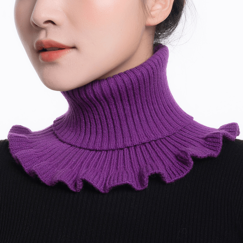 women's wool knit triangle bib neck warmer, view 5 - MRSLM