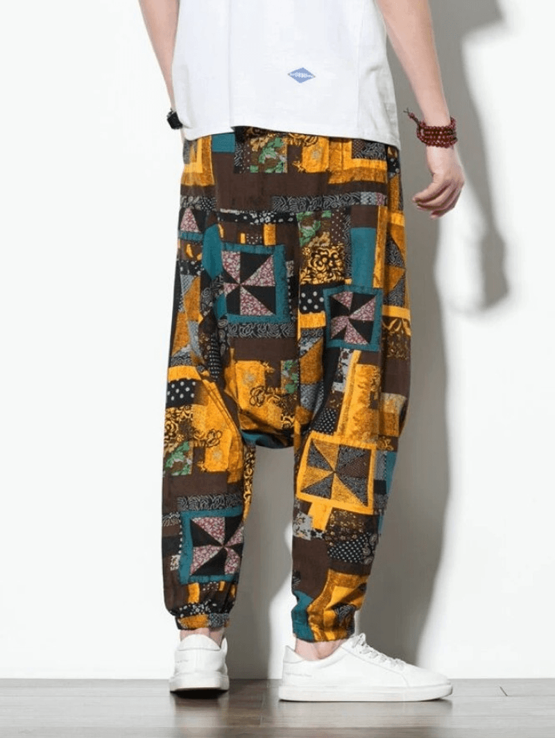 Chinese Style Men'S Casual Color Matching Trousers - MRSLM