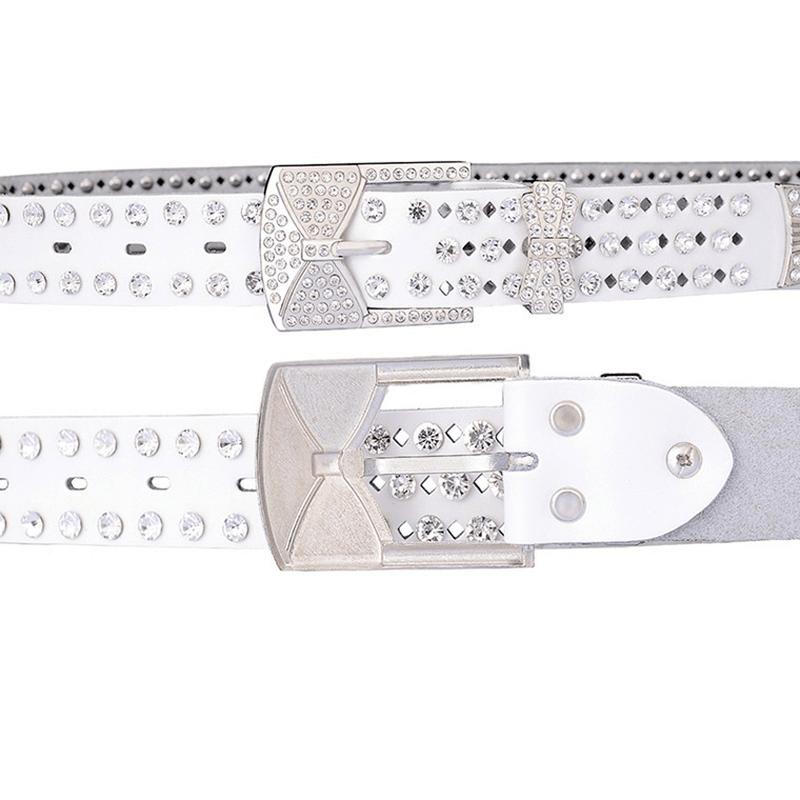 Women's cowhide rhinestone butterfly belt, view 3 - MRSLM