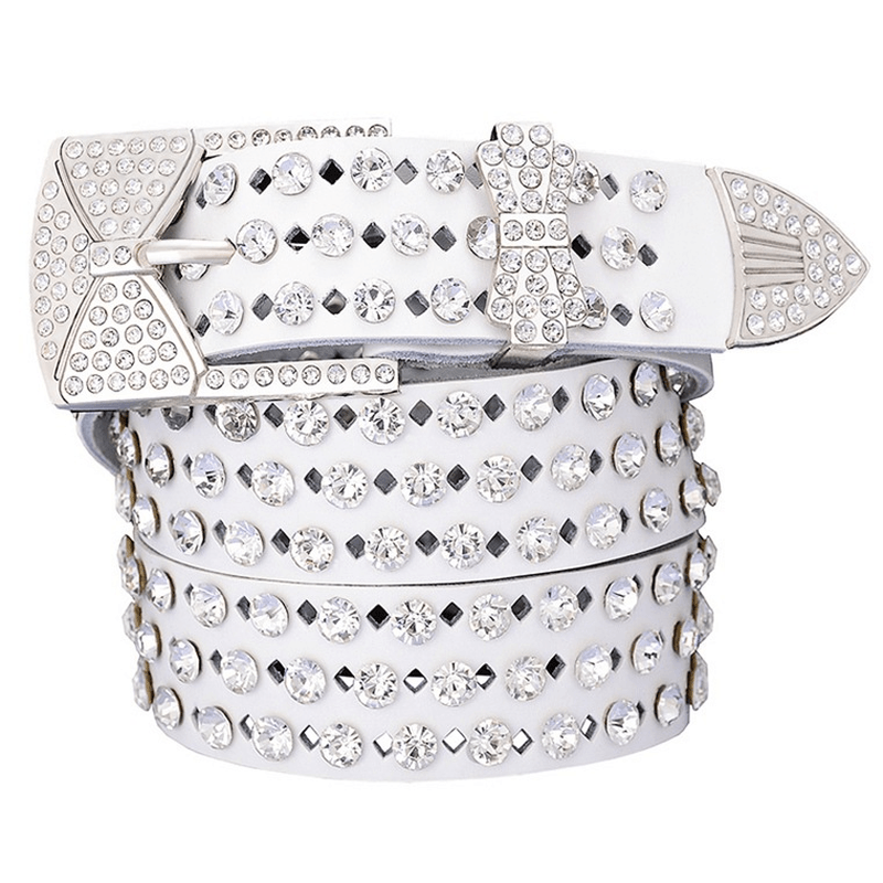 Women's cowhide rhinestone butterfly belt, view 5 - MRSLM