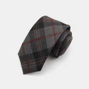 slim striped flannel tie, view 5 - MRSLM