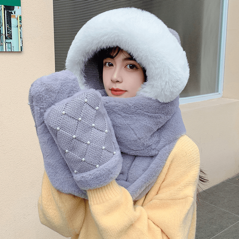 wool hat scarf gloves set, view 3 - MRSLM
