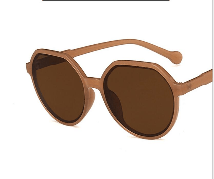 Brown Retro Small Frame White Sunglasses - MRSLM