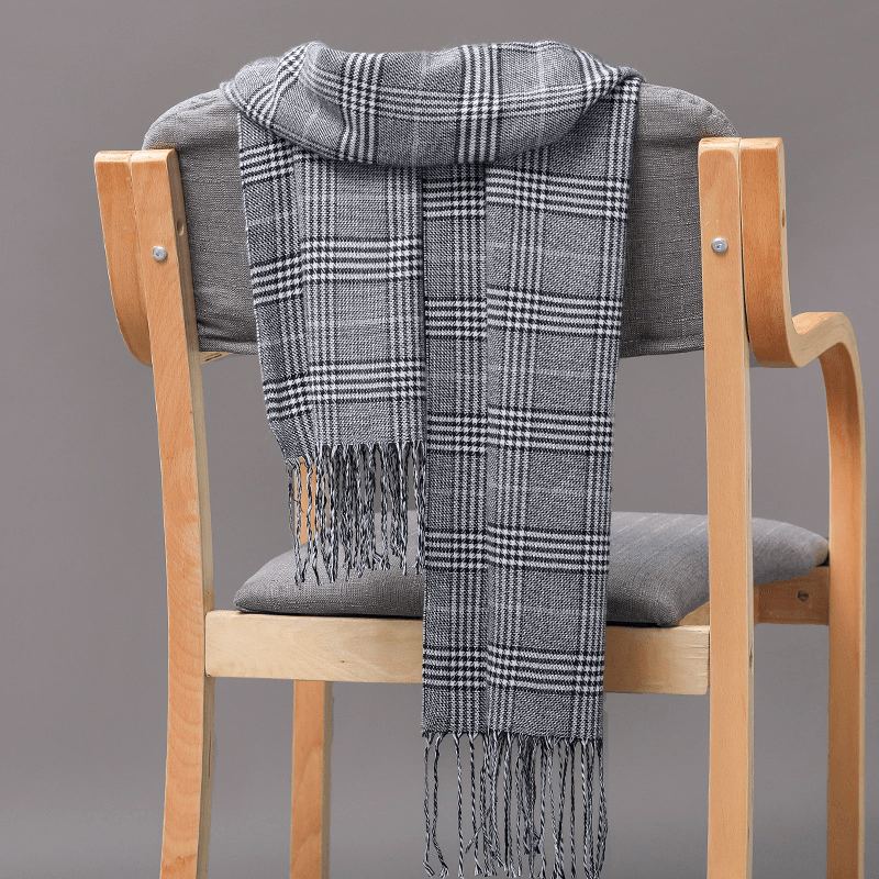 plaid imitation cashmere tassel scarf, view 30 - MRSLM