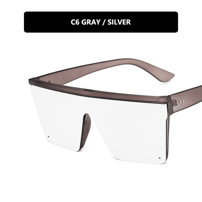 Trendy Big Box Personality One-Piece Retro Sunglasses for Men and Women Street Shooting