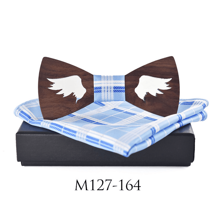 Casual Party Wooden Bow Tie Suit Polyester Silk Square Scarf Bow Tie - MRSLM