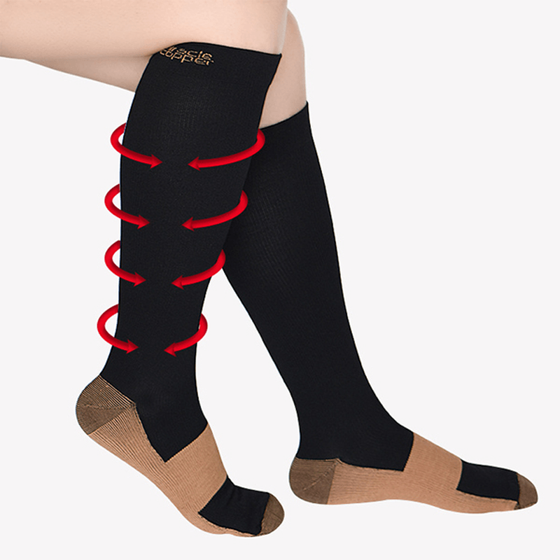 Unisex Elastic Sports Breathable Compression Socks Outdoor Running Pressure Hose Socks Ankle Support - MRSLM