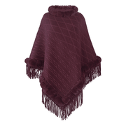 pure color knitted cape shawl, view 7 - MRSLM