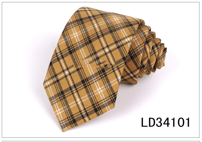 plaid polyester silk necktie, view 9 - MRSLM
