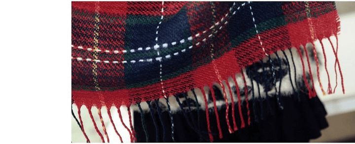 Autumn and Winter Warm British Plaid Tassel Air Conditioning Large Shawl - MRSLM