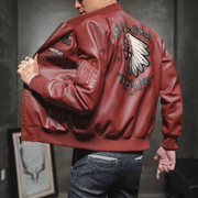 Men's PU leather embroidered jacket, view 5 - MRSLM
