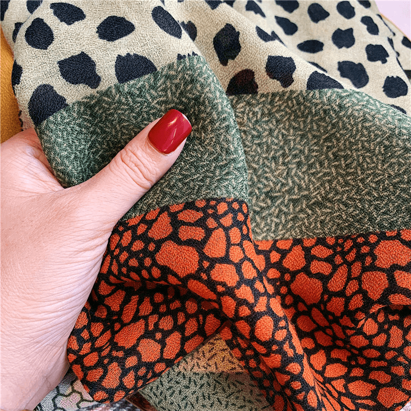 leopard print double-sided scarf, view 5 - MRSLM