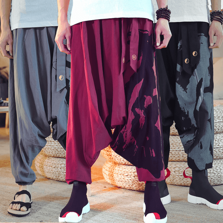 Loose Cropped Trousers with Bouquet Feet Trousers Men - MRSLM