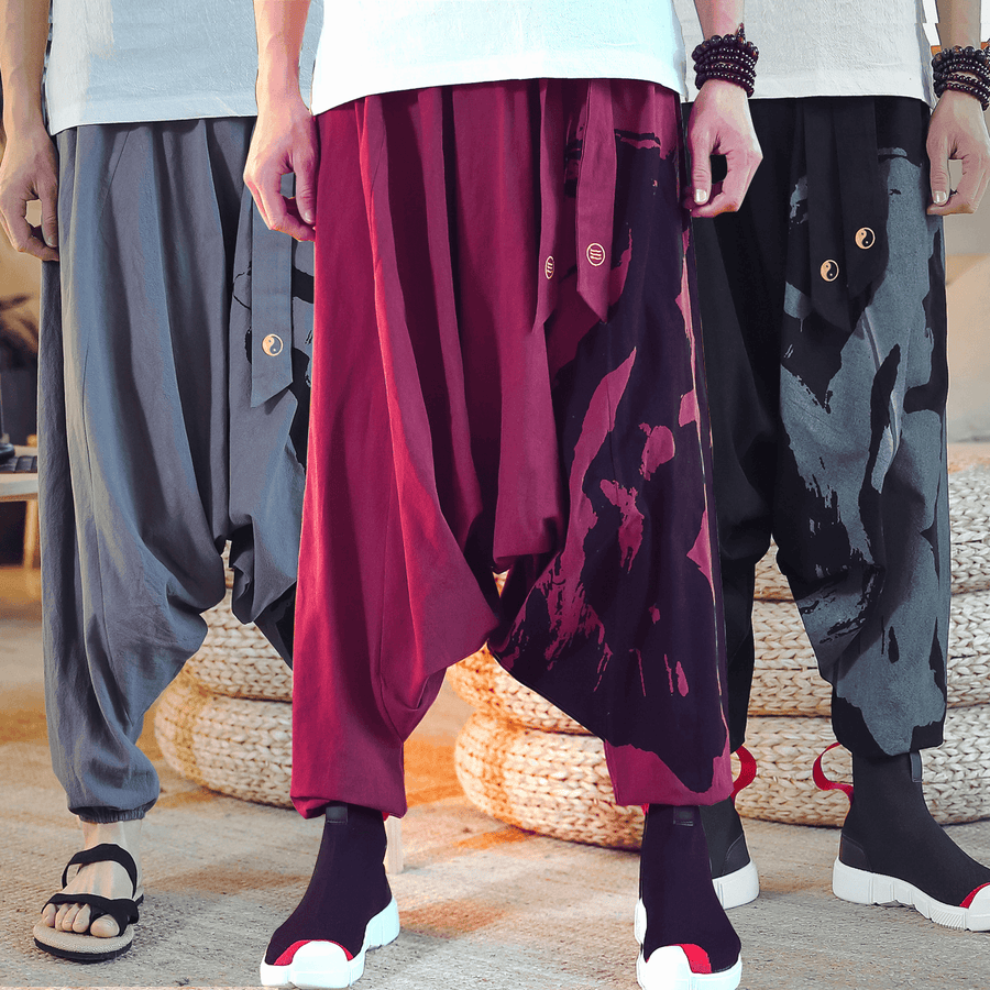 Loose Cropped Trousers with Bouquet Feet Trousers Men - MRSLM