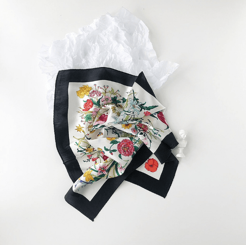 women's small floral silk scarf, view 8 - MRSLM